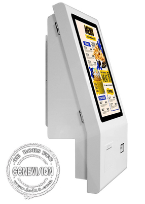 24&quot; Настольный принтер билетов QR-код Android ПК AIO Бесденежный автоматический сканер Киоск самообслуживания для ресторана