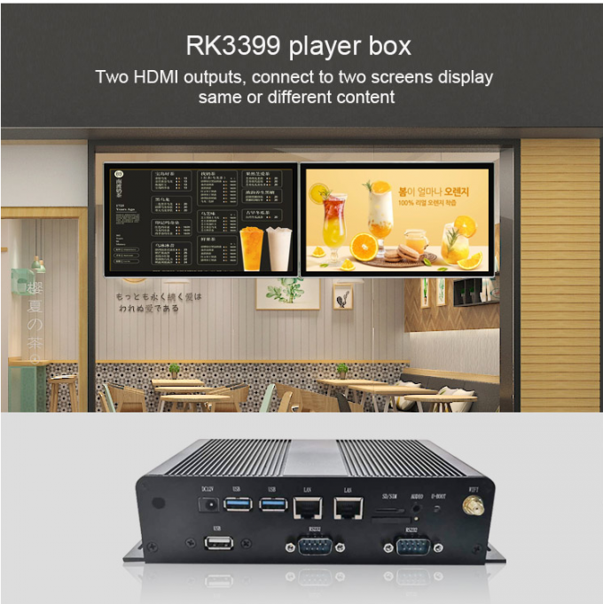 Коробка медиа-проигрывателя RK3288 2K 4K HD с сетевым подключением LAN WiFi