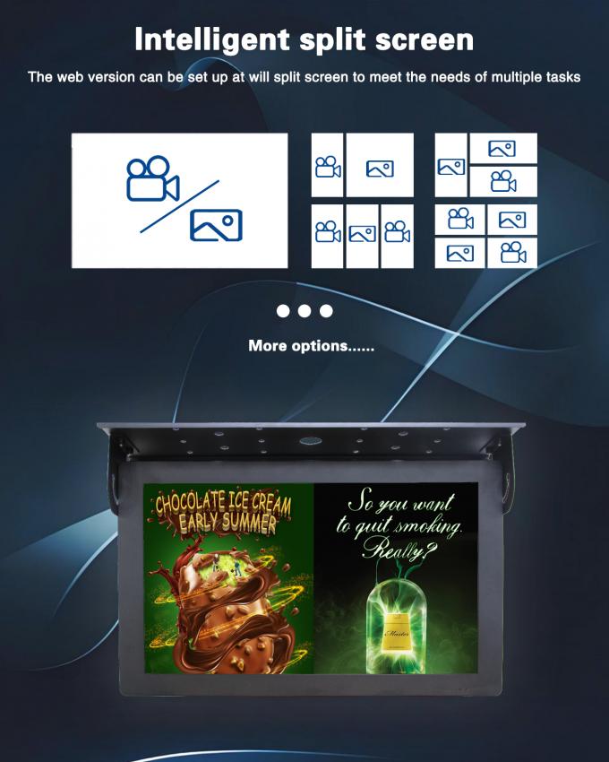 21.5 дюймовый потолочный монтаж Android 7.1 Бесплатный облачный сервер LCD Автобус Цифровая вывеска дисплей 1G+32G Wi-Fi Лифт Путь обучения 3