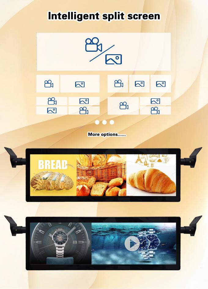 29 дюймовый растянутый столб потолок монтаж автобуса Wifi цифровые вывески Android беспроводная сеть цифровой ЖК-монитор с опцией 4G 4