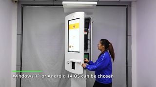 32-дюймовый уличный киоск для самостоятельного заказа со светодиодной лентой и дождевым навесом