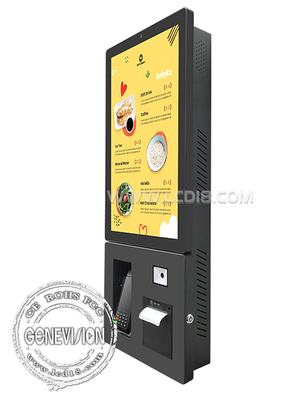24&quot; Черный стенный монтаж Терминал самообслуживания Принтер QR-кода Сканер POS Сенсорный экран Киоск оплаты